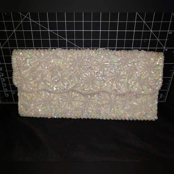 Handbags - Vintage Star Brand Hong Kong Handbeaded Elegant Clutch Sequin Evening Bag